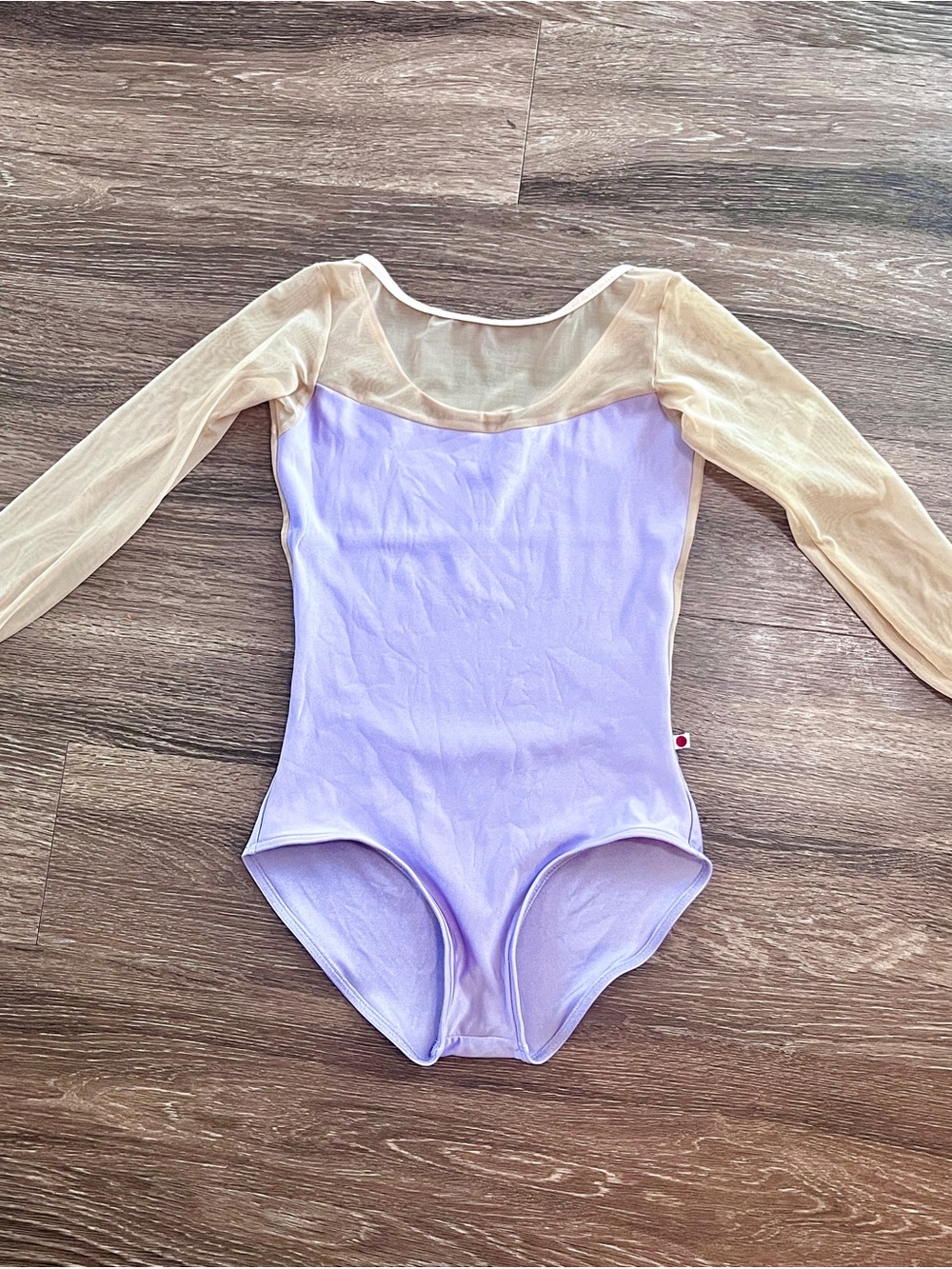Yumiko Lilac and Nude Mesh Sleeve Leotard M
